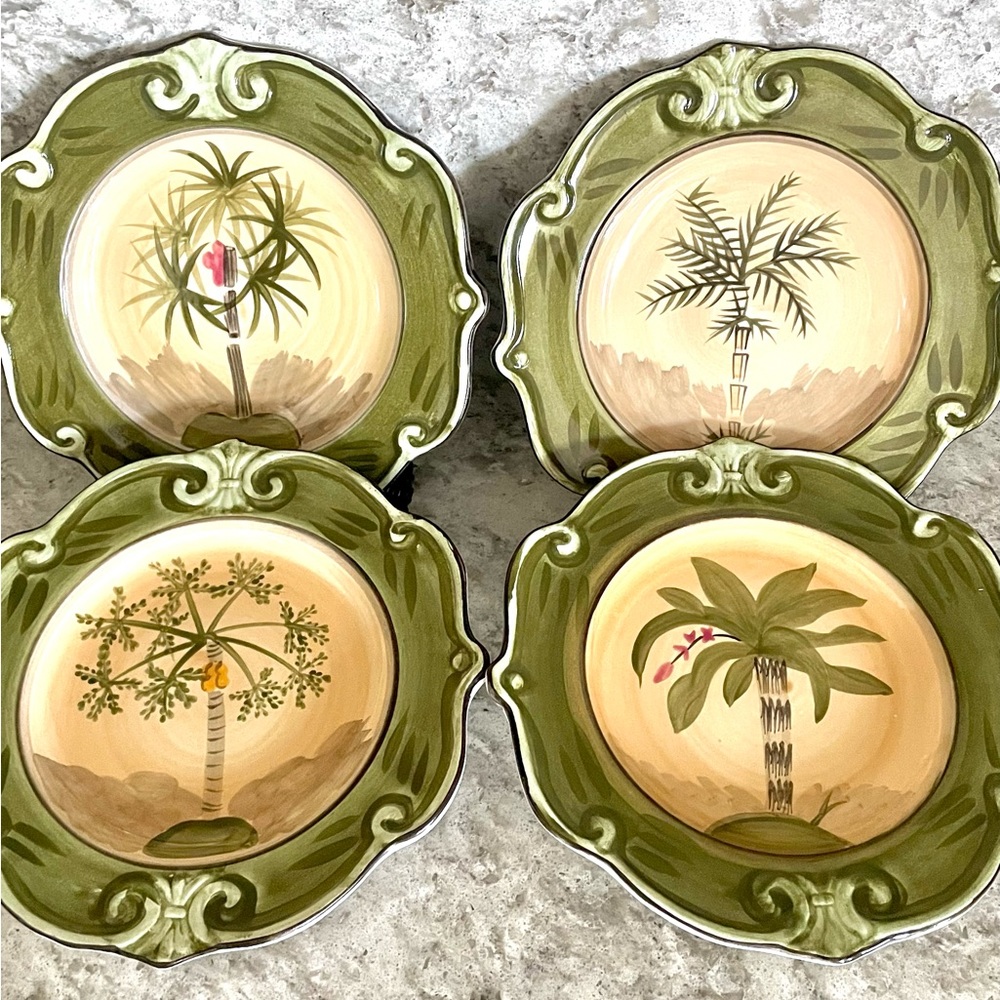 Set of four tropical dessert plates